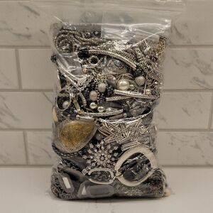 Mixed Mystery Bag Of Silver-tone Costume Jewelry 3.2 Lbs